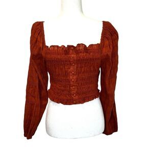 GIANNI BINI Long Sleeve Brick Rylee Blouse